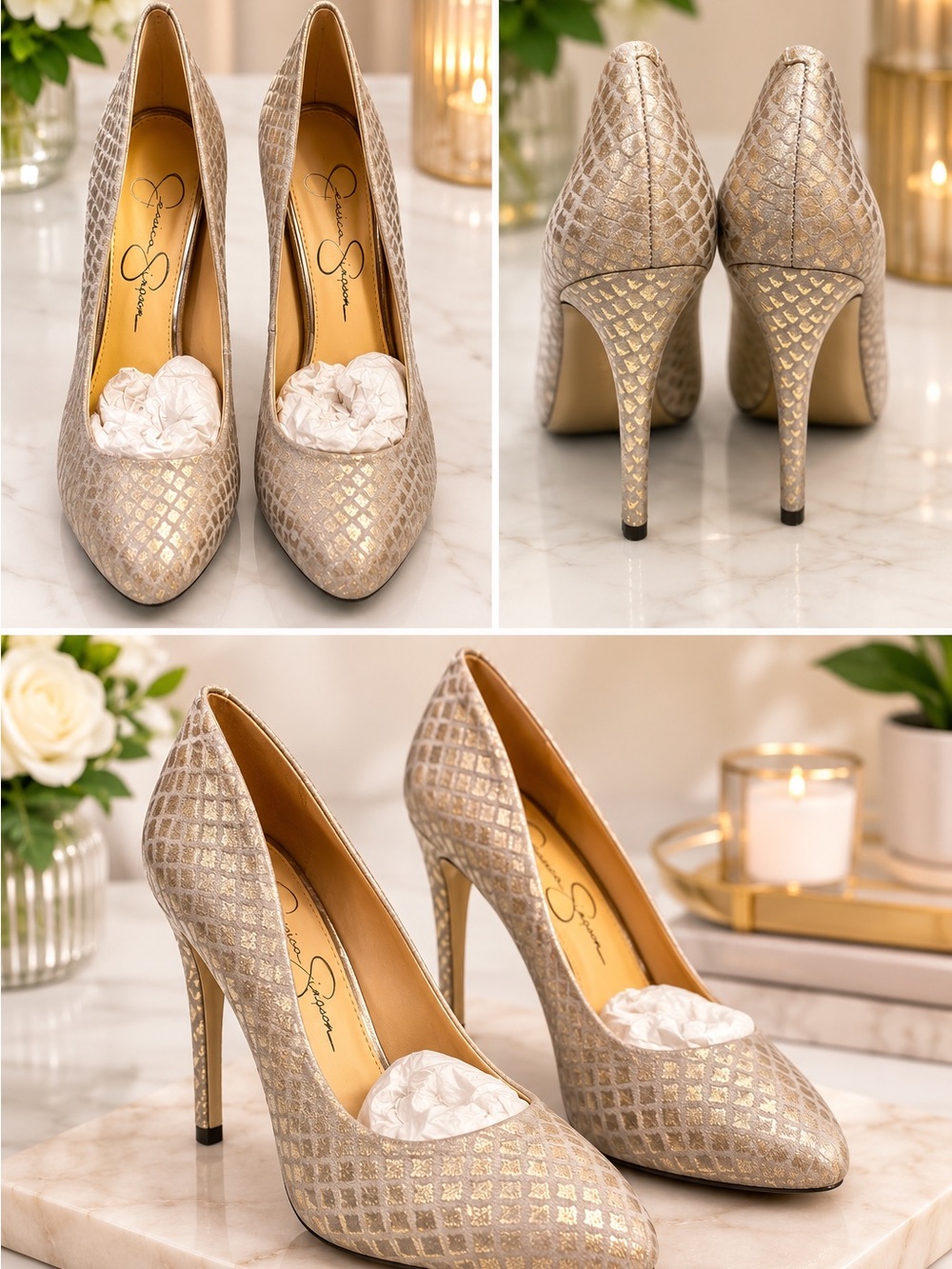 Jessica Simpson Metallic Silver metallic Stiletto Pumps